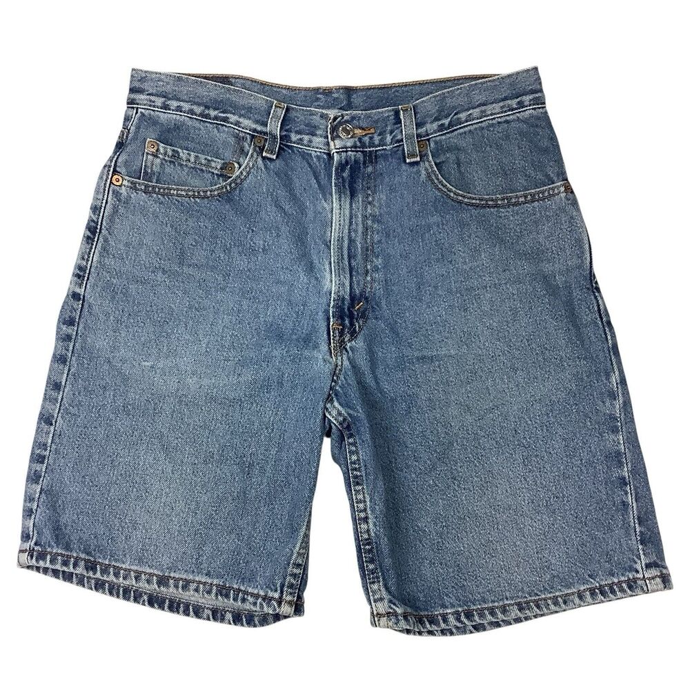 Levis 550 Blue Denim Jean Bermuda Shorts Jorts Men Women 32 8.5 Inch Inseam